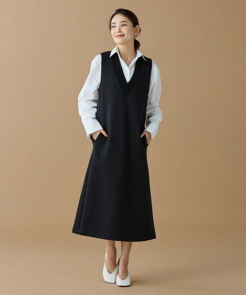 LACOSTE / ラコステ ミニ丈・ひざ丈ワンピース | ダンボールジャージニット ジャンパードレス / ジャンパースカート | 詳細3