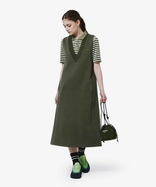LACOSTE / ラコステ ミニ丈・ひざ丈ワンピース | ダンボールジャージニット ジャンパードレス / ジャンパースカート | 詳細12