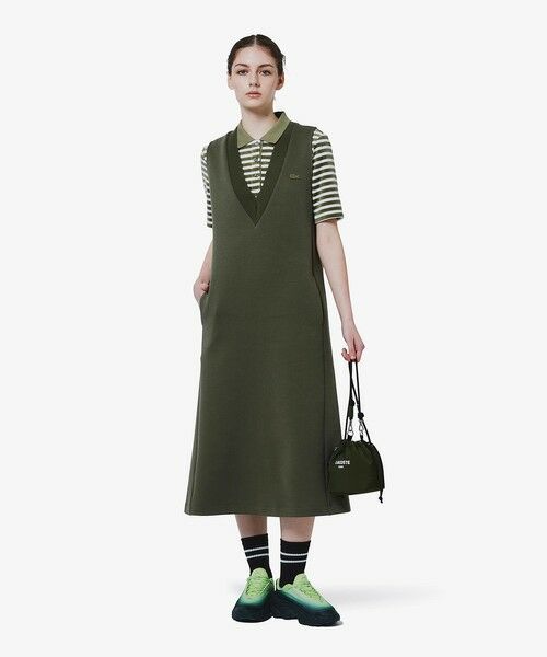 LACOSTE/ラコステ ダンボールジャージニット ジャンパードレス / ジャンパースカート オリーブ 36(M) LACOSTE/ラコステ ダンボールジャージニット ジャンパードレス / ジャンパースカート オリーブ 36(M)