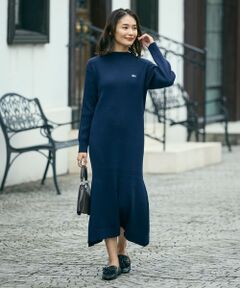 LACOSTE / ラコステ ミニ丈・ひざ丈ワンピース | ローウエストリブニットドレス / フレアワンピース
