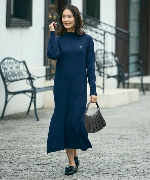 LACOSTE / ラコステ ミニ丈・ひざ丈ワンピース | ローウエストリブニットドレス / フレアワンピース | 詳細4