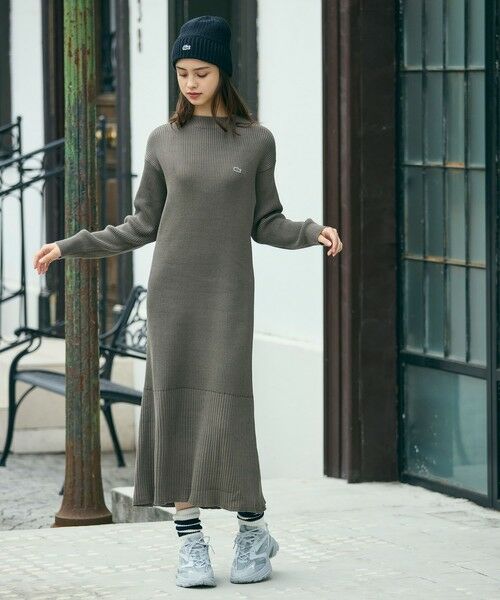 LACOSTE / ラコステ ミニ丈・ひざ丈ワンピース | ローウエストリブニットドレス / フレアワンピース | 詳細10