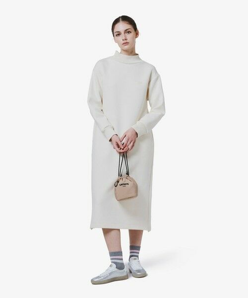 LACOSTE / ラコステ ミニ丈・ひざ丈ワンピース | ダンボールニットドレス / ハイネックワンピース(オフホワイト)