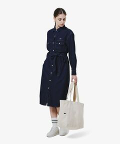 LACOSTE / ラコステ ミニ丈・ひざ丈ワンピース | ロングデニムシャツドレス / シャツワンピース ウエストベルト付き