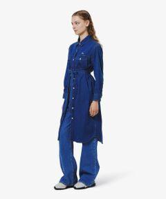 LACOSTE / ラコステ ミニ丈・ひざ丈ワンピース | ロングデニムシャツドレス / シャツワンピース ウエストベルト付き
