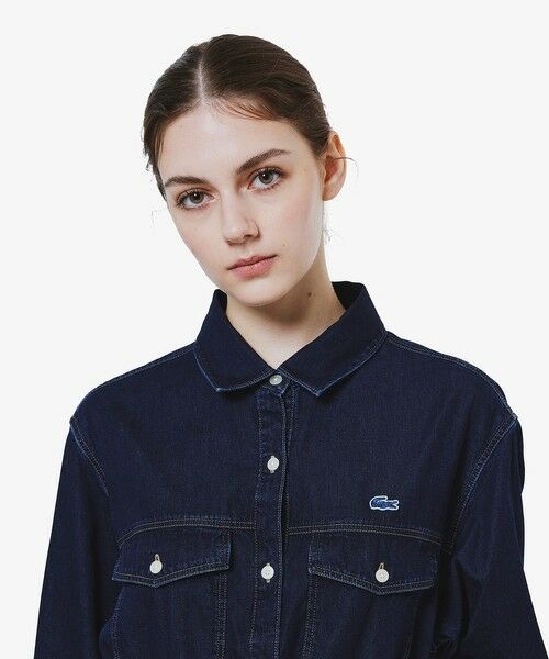 LACOSTE / ラコステ ミニ丈・ひざ丈ワンピース | ロングデニムシャツドレス / シャツワンピース ウエストベルト付き | 詳細3