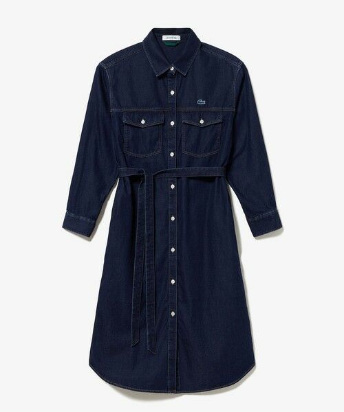 LACOSTE / ラコステ ミニ丈・ひざ丈ワンピース | ロングデニムシャツドレス / シャツワンピース ウエストベルト付き | 詳細4