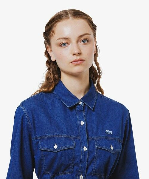 LACOSTE / ラコステ ミニ丈・ひざ丈ワンピース | ロングデニムシャツドレス / シャツワンピース ウエストベルト付き | 詳細15