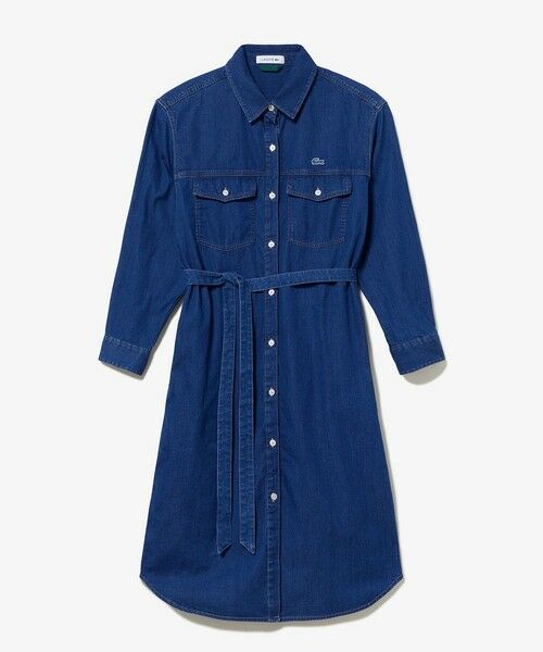 LACOSTE / ラコステ ミニ丈・ひざ丈ワンピース | ロングデニムシャツドレス / シャツワンピース ウエストベルト付き | 詳細16