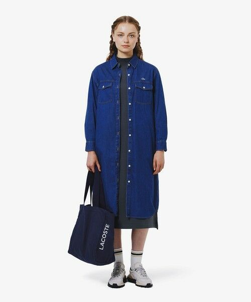 LACOSTE / ラコステ ミニ丈・ひざ丈ワンピース | ロングデニムシャツドレス / シャツワンピース ウエストベルト付き | 詳細18