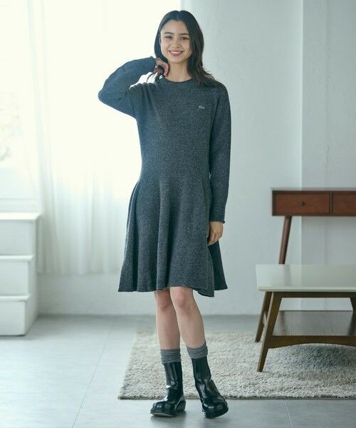 LACOSTE / ラコステ ミニ丈・ひざ丈ワンピース | 3Dニッティングシームレスフレアドレスセーター | 詳細10