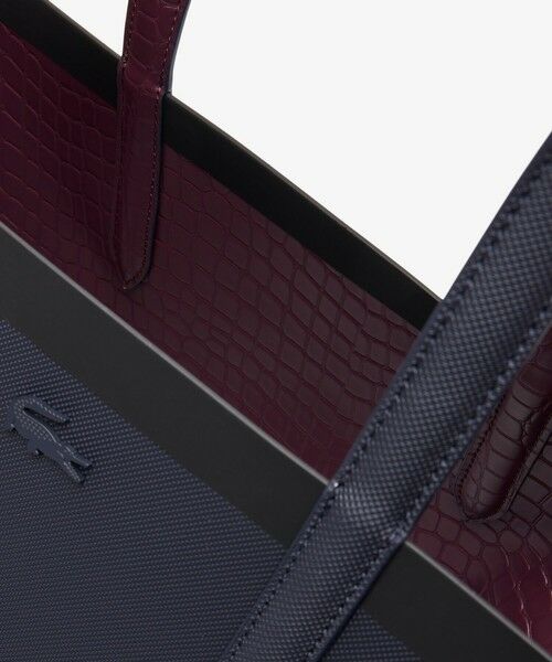 LACOSTE / ラコステ トートバッグ | アンナシーズナル クロック×鹿の子リバーシブルトートバッグ / ブラック×ワインレッド | 詳細4
