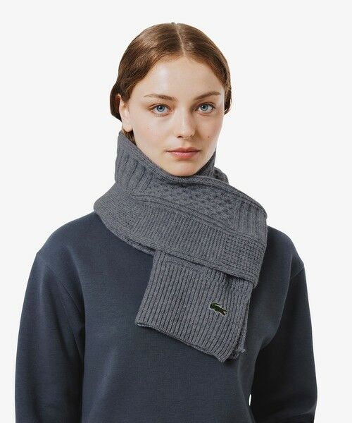 LACOSTE / ラコステ マフラー・ショール・スヌード・ストール | アラン柄ブレンドウールニットマフラー | 詳細6