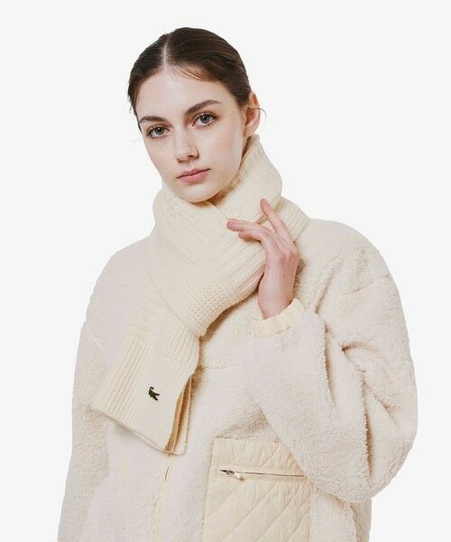 LACOSTE / ラコステ マフラー・ショール・スヌード・ストール | アラン柄ブレンドウールニットマフラー | 詳細12