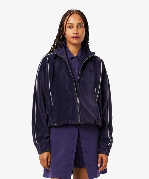 LACOSTE / ラコステ カーディガン・ボレロ | ベロアタッチパイピングトラックジャケット(ダークブルー)