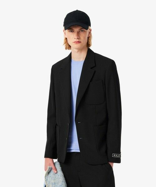 LACOSTE / ラコステ テーラードジャケット | ウールブレンドツイルブレザー(ブラック)