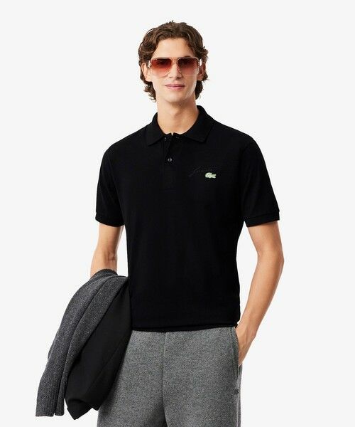LACOSTE / ラコステ ポロシャツ | スクリプトネームステッチポロシャツ(ブラック)