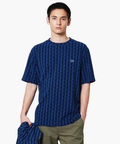 LACOSTE / ラコステ Tシャツ | インディゴ鹿の子地 モノグラム半袖Tシャツ