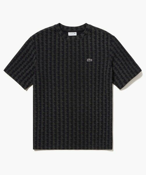 LACOSTE / ラコステ Tシャツ | インディゴ鹿の子地 モノグラム半袖Tシャツ | 詳細3