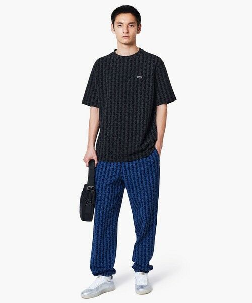 LACOSTE / ラコステ Tシャツ | インディゴ鹿の子地 モノグラム半袖Tシャツ | 詳細5