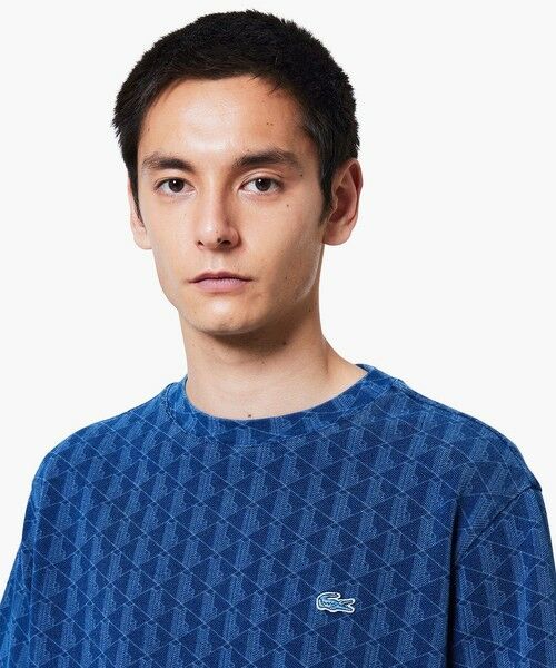 LACOSTE / ラコステ Tシャツ | インディゴ鹿の子地 モノグラム半袖Tシャツ | 詳細12