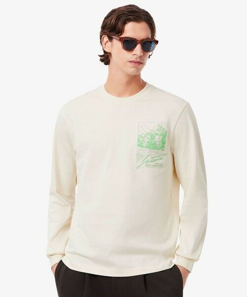 LACOSTE / ラコステ Tシャツ | テニスヘリテージプリントロングスリーブTシャツ(オフホワイト)