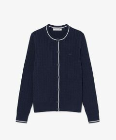 LACOSTE / ラコステ カーディガン・ボレロ | 配色ライン入りケーブルニットカーディガン
