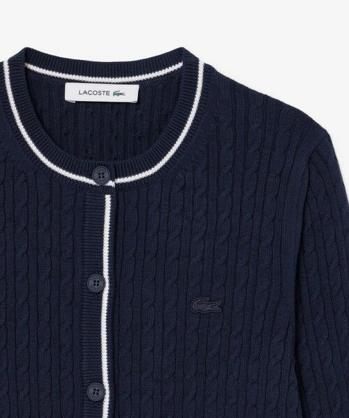 LACOSTE / ラコステ カーディガン・ボレロ | 配色ライン入りケーブルニットカーディガン | 詳細2