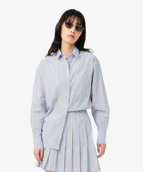 LACOSTE / ラコステ シャツ・ブラウス | オーバーサイズストライプポプリンシャツ（ブルー）