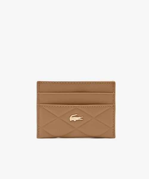 LACOSTE / ラコステ カードケース・名刺入れ・定期入れ | クロコダイル キルティングレザーカードケース（ライトブラウン）