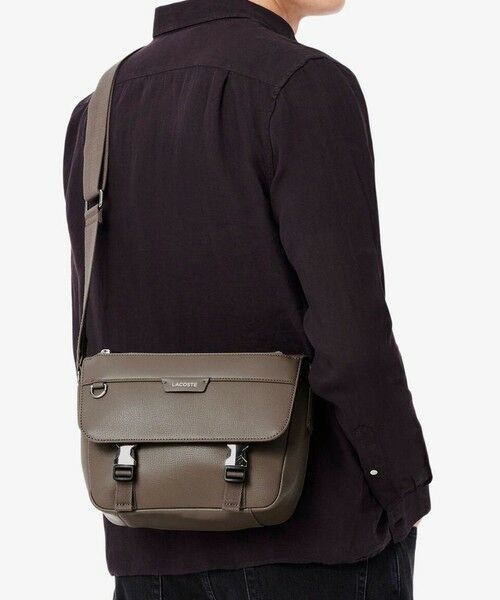 LACOSTE / ラコステ ショルダーバッグ | オシアン レザーフラップ ショルダーバッグ（グレー）