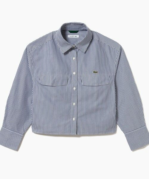LACOSTE / ラコステ シャツ・ブラウス | ダブルポケット クロップド丈 ストライプシャツ | 詳細6