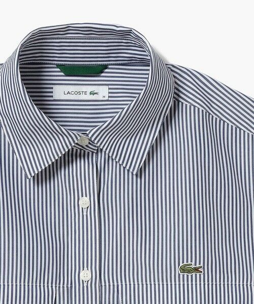 LACOSTE / ラコステ シャツ・ブラウス | ダブルポケット クロップド丈 ストライプシャツ | 詳細8