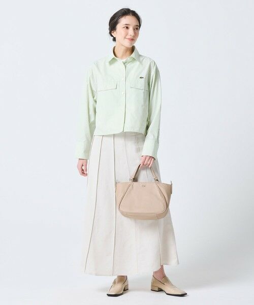 LACOSTE / ラコステ シャツ・ブラウス | ダブルポケット クロップド丈 ストライプシャツ | 詳細16