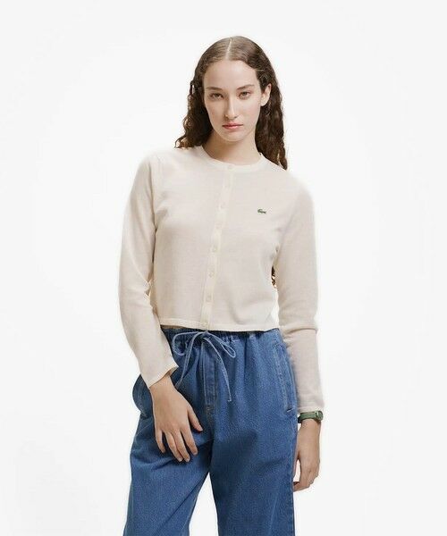 LACOSTE / ラコステ カーディガン・ボレロ | 丸首ラメニットカーディガン（オフホワイト）