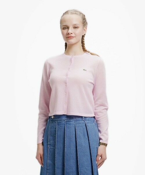 LACOSTE / ラコステ カーディガン・ボレロ | 丸首ラメニットカーディガン（ピンク）