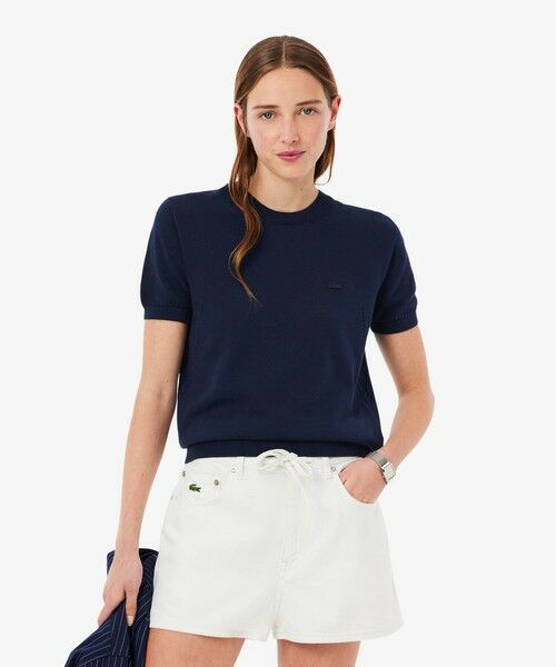LACOSTE / ラコステ ニット・セーター | シームレス3Dニット半袖セーター（ネイビー）