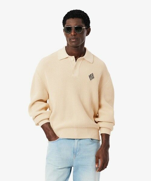 LACOSTE / ラコステ ニット・セーター | ダイヤロゴパッチポロカラーニットセーター（アイボリー）