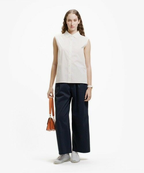 LACOSTE / ラコステ シャツ・ブラウス | ノースリーブAラインシャツ / ブルーストライプ オフホワイト ライトブルー | 詳細15