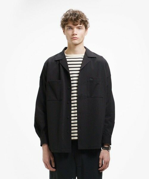 LACOSTE / ラコステ シャツ・ブラウス | 鹿の子地オープンカラーシャツジャケット(ブラック)
