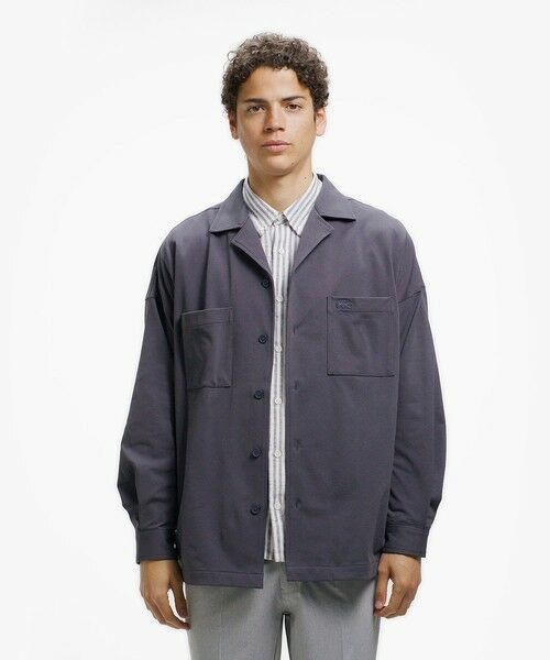 LACOSTE / ラコステ シャツ・ブラウス | 鹿の子地オープンカラーシャツジャケット(ダークアッシュ)