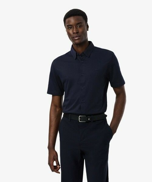 LACOSTE / ラコステ シャツ・ブラウス | スリムフィットミニマル半袖ボタンシャツ（ダークネイビー）