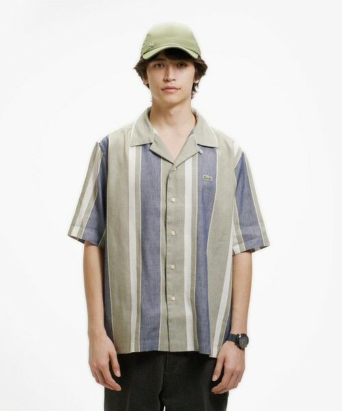 LACOSTE / ラコステ シャツ・ブラウス | リネンブレンドオープンカラーシャツ(ネイビー)