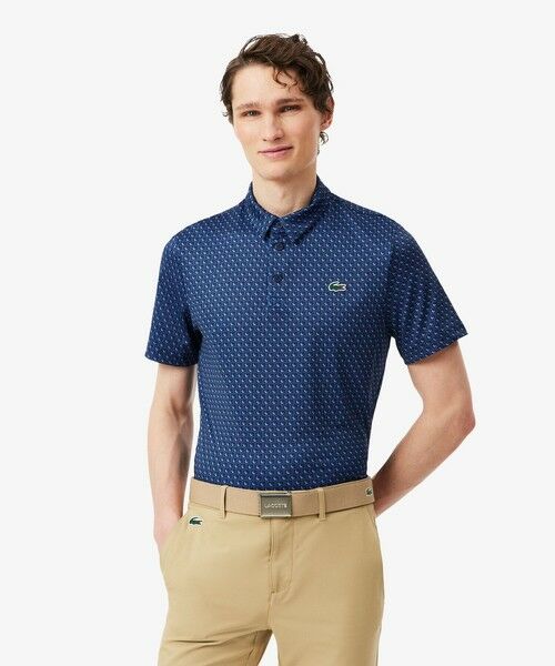 LACOSTE / ラコステ ポロシャツ | 総柄ゴルフプリント ウルトラドライストレッチポロシャツ（ネイビー）