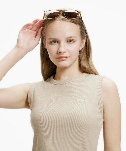 LACOSTE / ラコステ ミニ丈・ひざ丈ワンピース | 異素材コンビノースリーブドレス / フレアワンピース | 詳細1