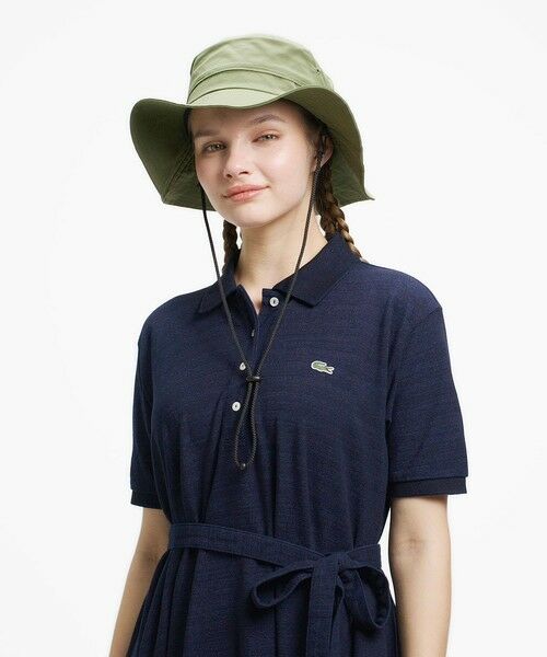 LACOSTE / ラコステ ミニ丈・ひざ丈ワンピース | インディゴ鹿の子ポロドレス | 詳細1