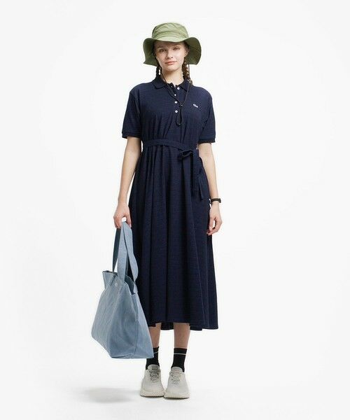 LACOSTE / ラコステ ミニ丈・ひざ丈ワンピース | インディゴ鹿の子ポロドレス | 詳細11