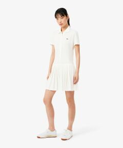 LACOSTE / ラコステ ミニ丈・ひざ丈ワンピース | ストレッチ鹿の子地プリーツポロドレス