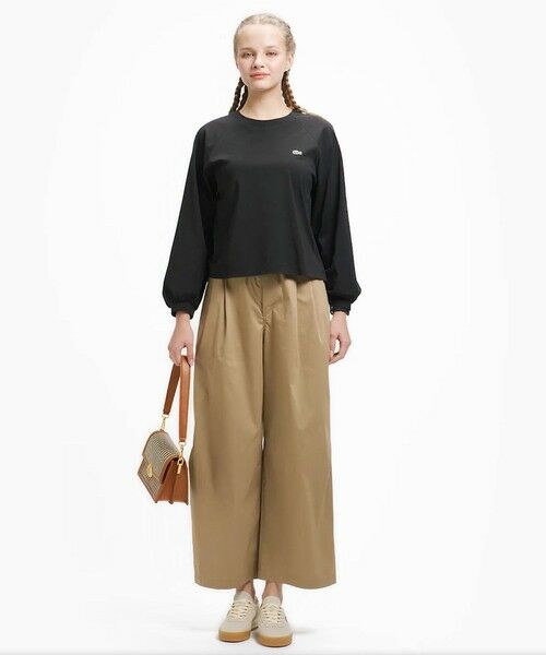 LACOSTE / ラコステ チノ・ワークパンツ | ウエストギャザーストレッチ ダブルタックワイドパンツ | 詳細3