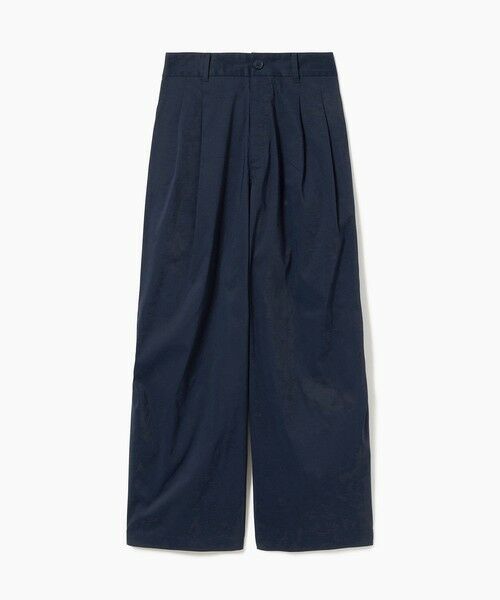 LACOSTE / ラコステ チノ・ワークパンツ | ウエストギャザーストレッチ ダブルタックワイドパンツ（ネイビー）